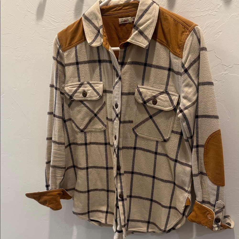 Faherty Plaid Button-Up Shirt with Elbow Patches